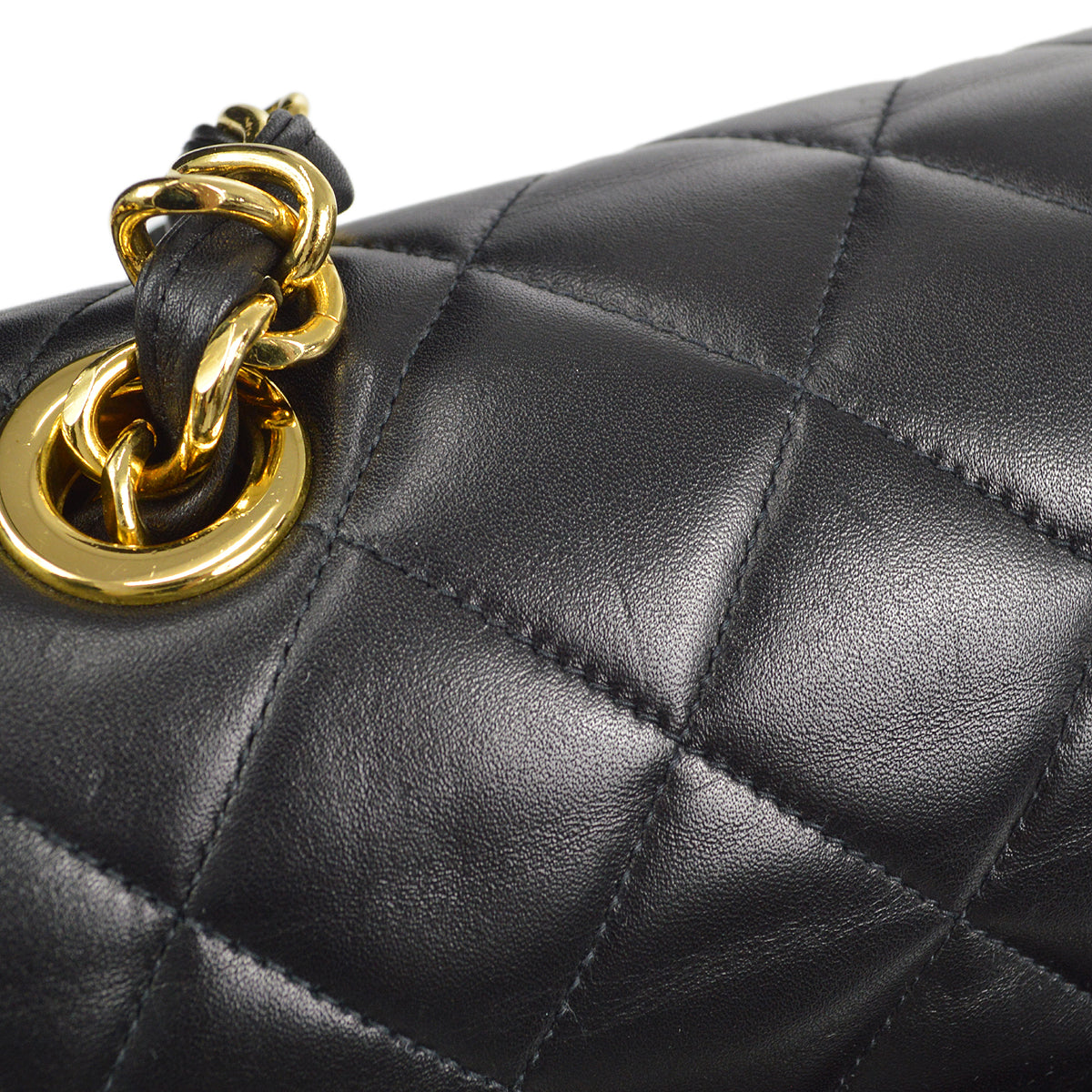 CHANEL Classic Flap Maxi Chain Shoulder Bag Black Lambskin 87293