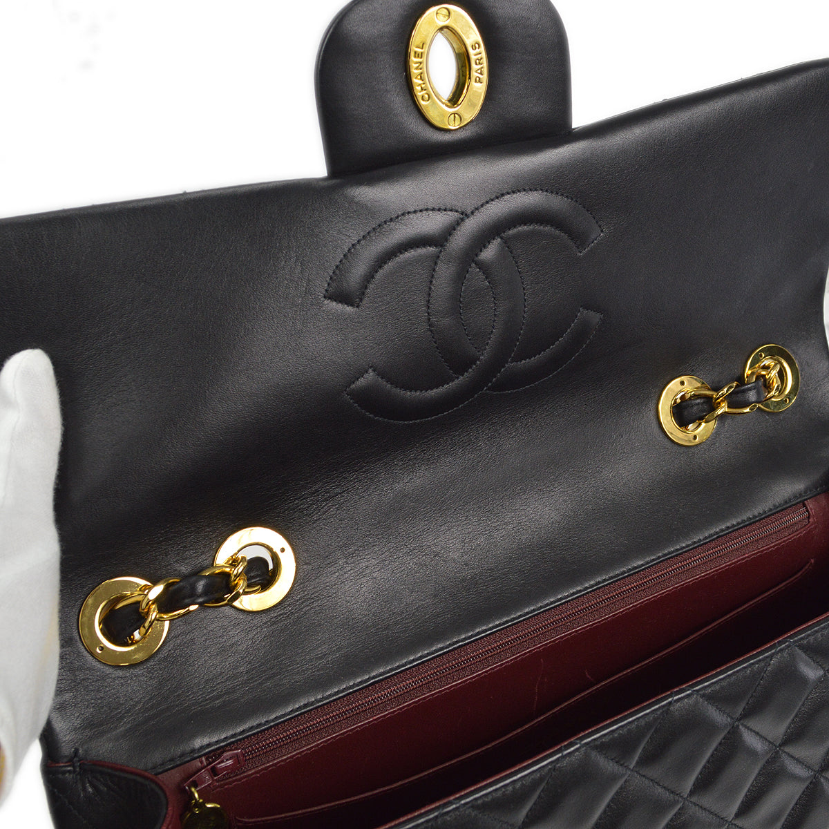 CHANEL Classic Flap Maxi Chain Shoulder Bag Black Lambskin 87293