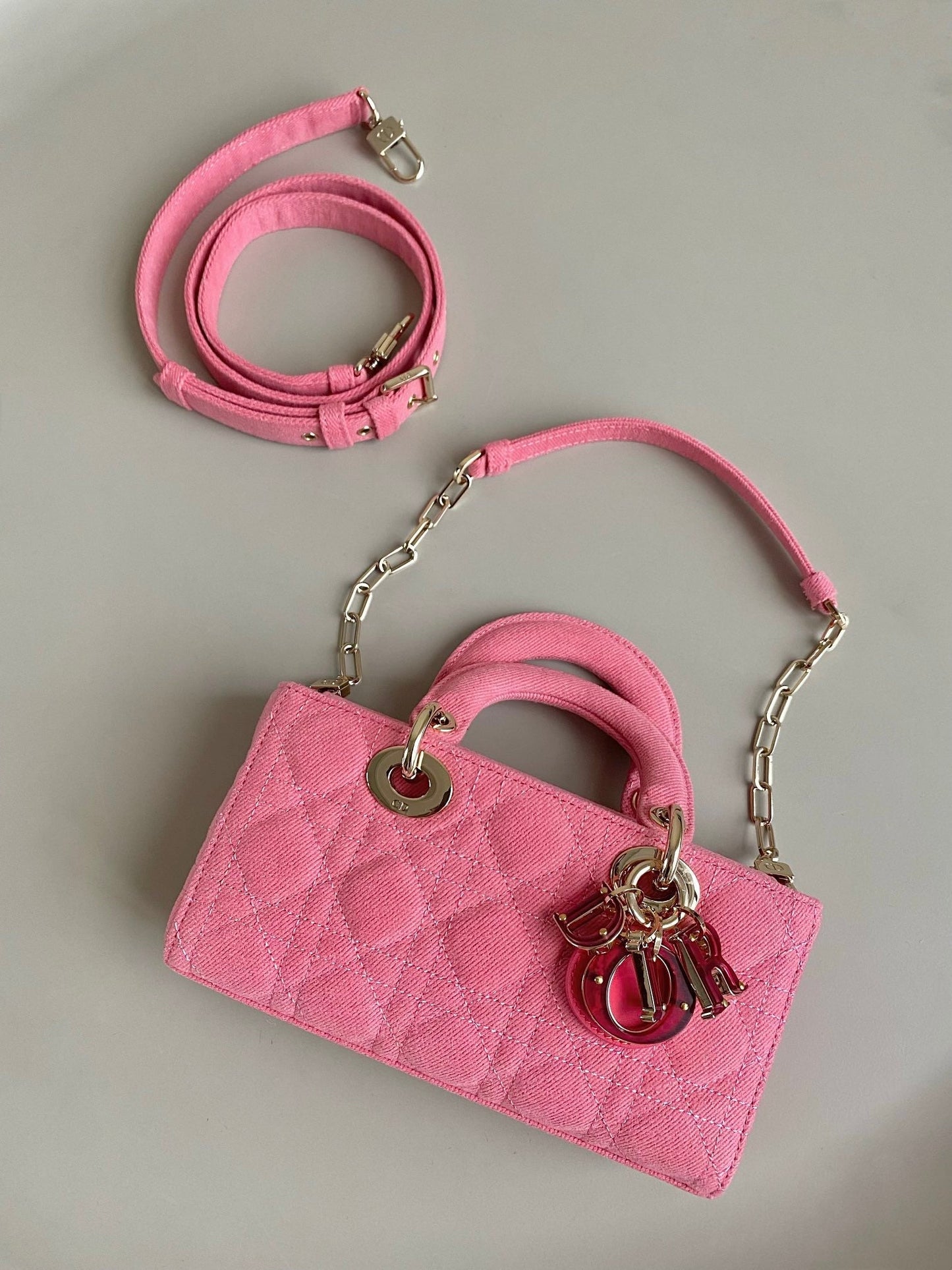Luxury DiorD-JOY BAG 22 IN HOT PINK MACROCANNAGE DENIM