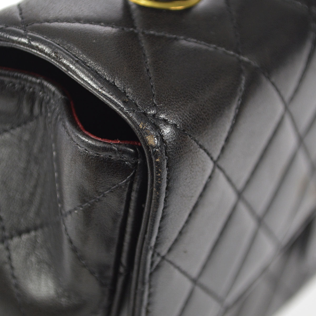 CHANEL Classic Single Flap Medium Handbag Black Lambskin 12123