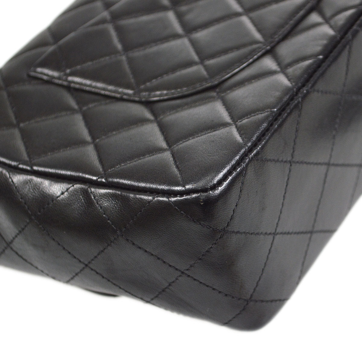 CHANEL Classic Single Flap Medium Handbag Black Lambskin 12123