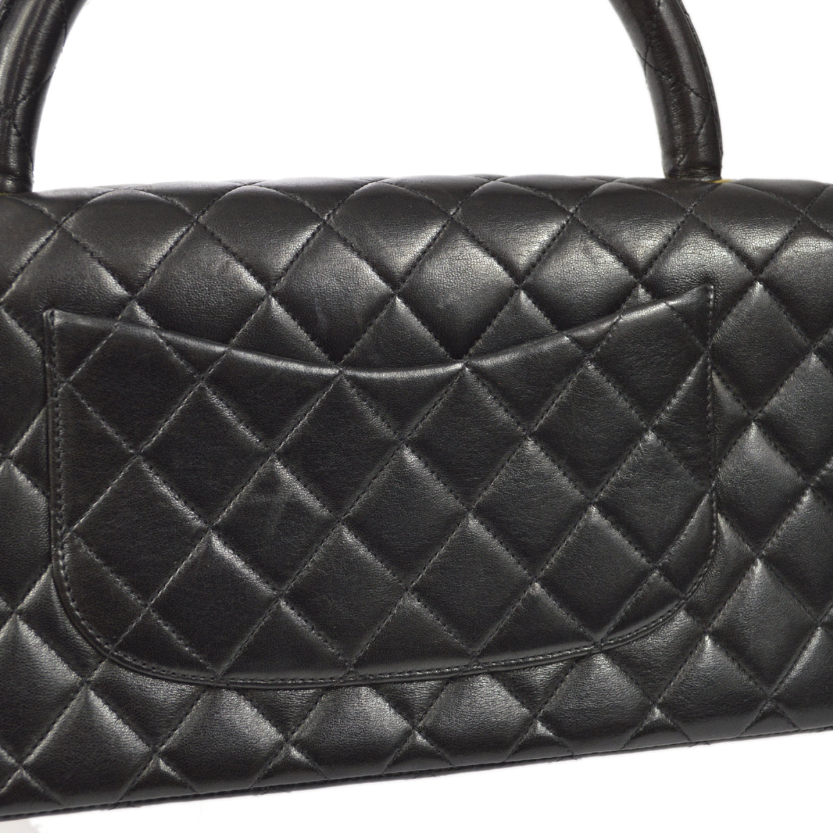 CHANEL Classic Single Flap Medium Handbag Black Lambskin 12123