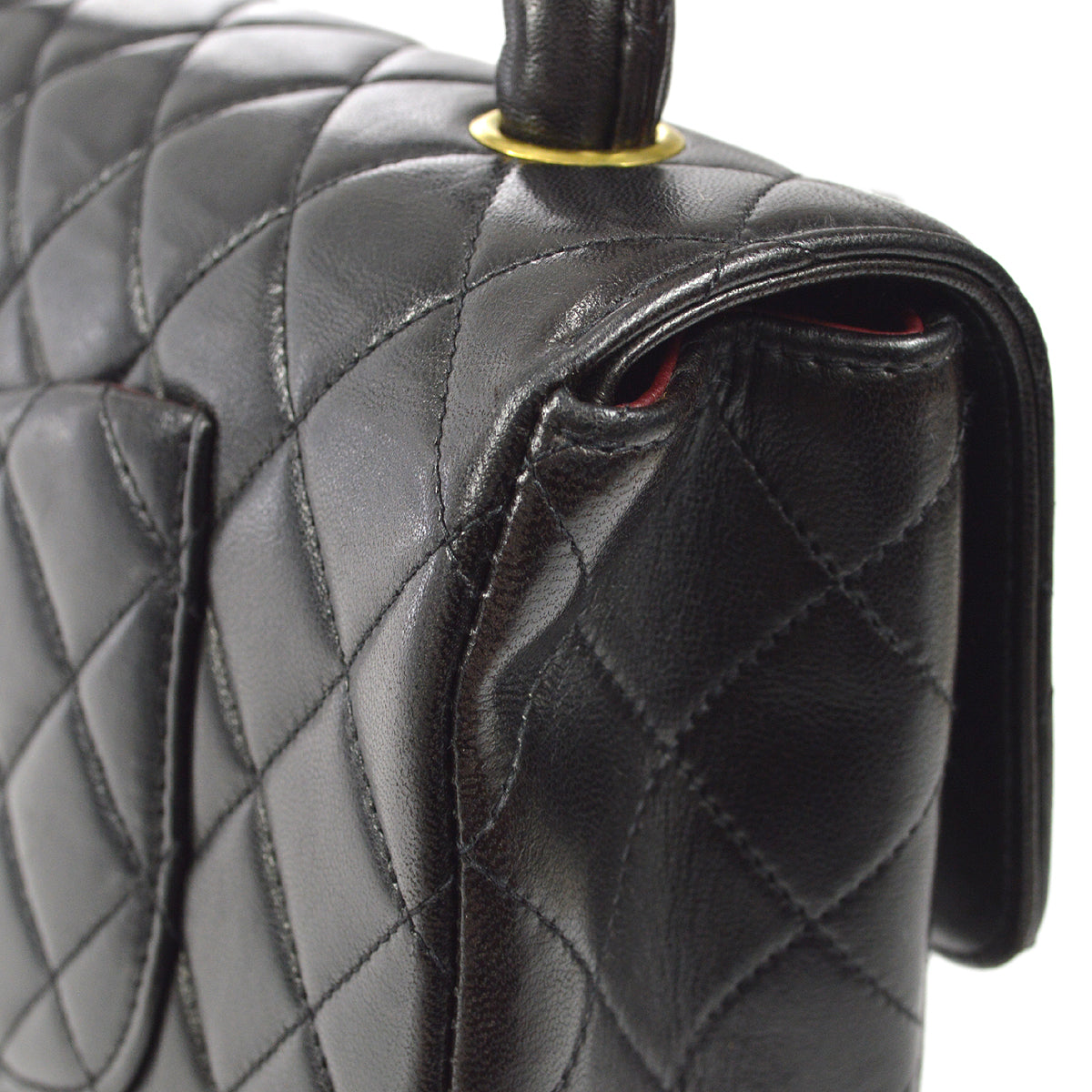 CHANEL Classic Single Flap Medium Handbag Black Lambskin 22577