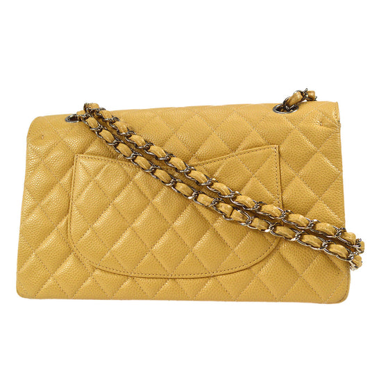 CHANEL Classic Double Flap Medium Shoulder Bag Beige Caviar 66603
