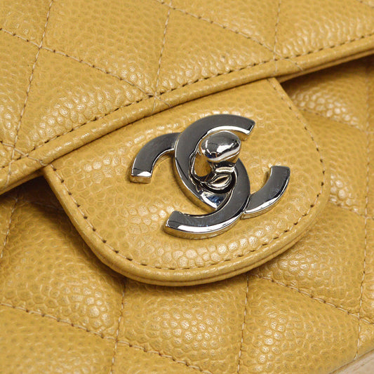 CHANEL Classic Double Flap Medium Shoulder Bag Beige Caviar 66603
