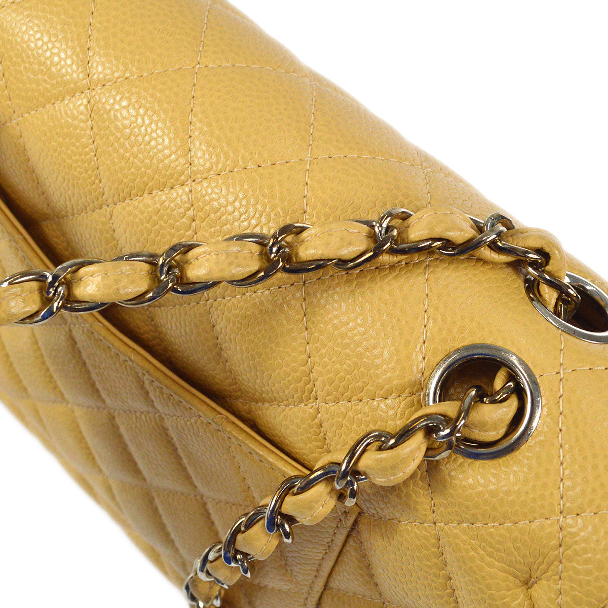 CHANEL Classic Double Flap Medium Shoulder Bag Beige Caviar 66603