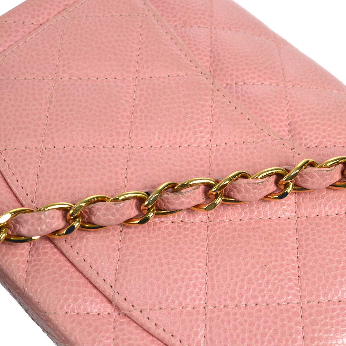 CHANEL Classic Flap Mini Square Chain Shoulder Bag Pink Caviar 96634