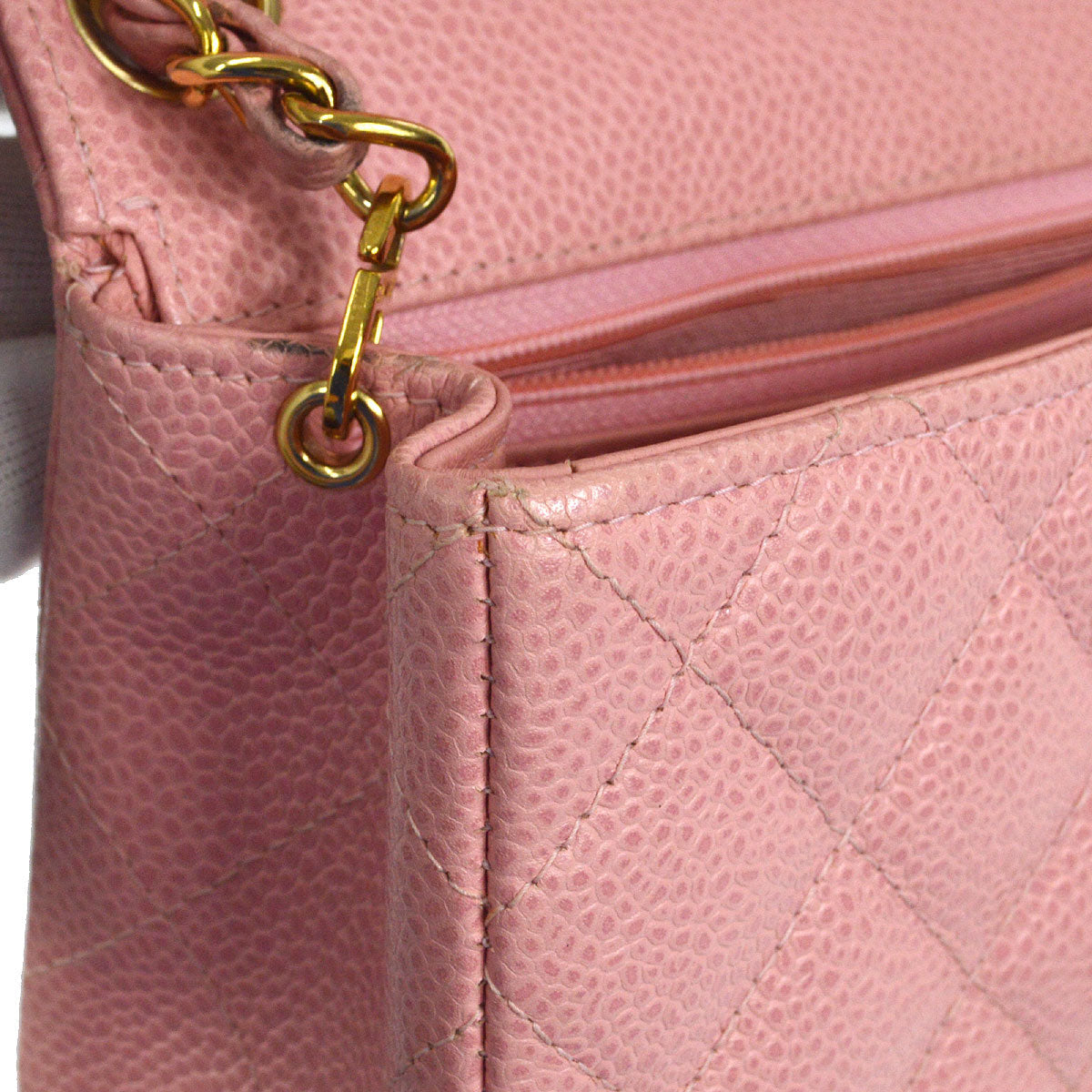 CHANEL Classic Flap Mini Square Chain Shoulder Bag Pink Caviar 96634