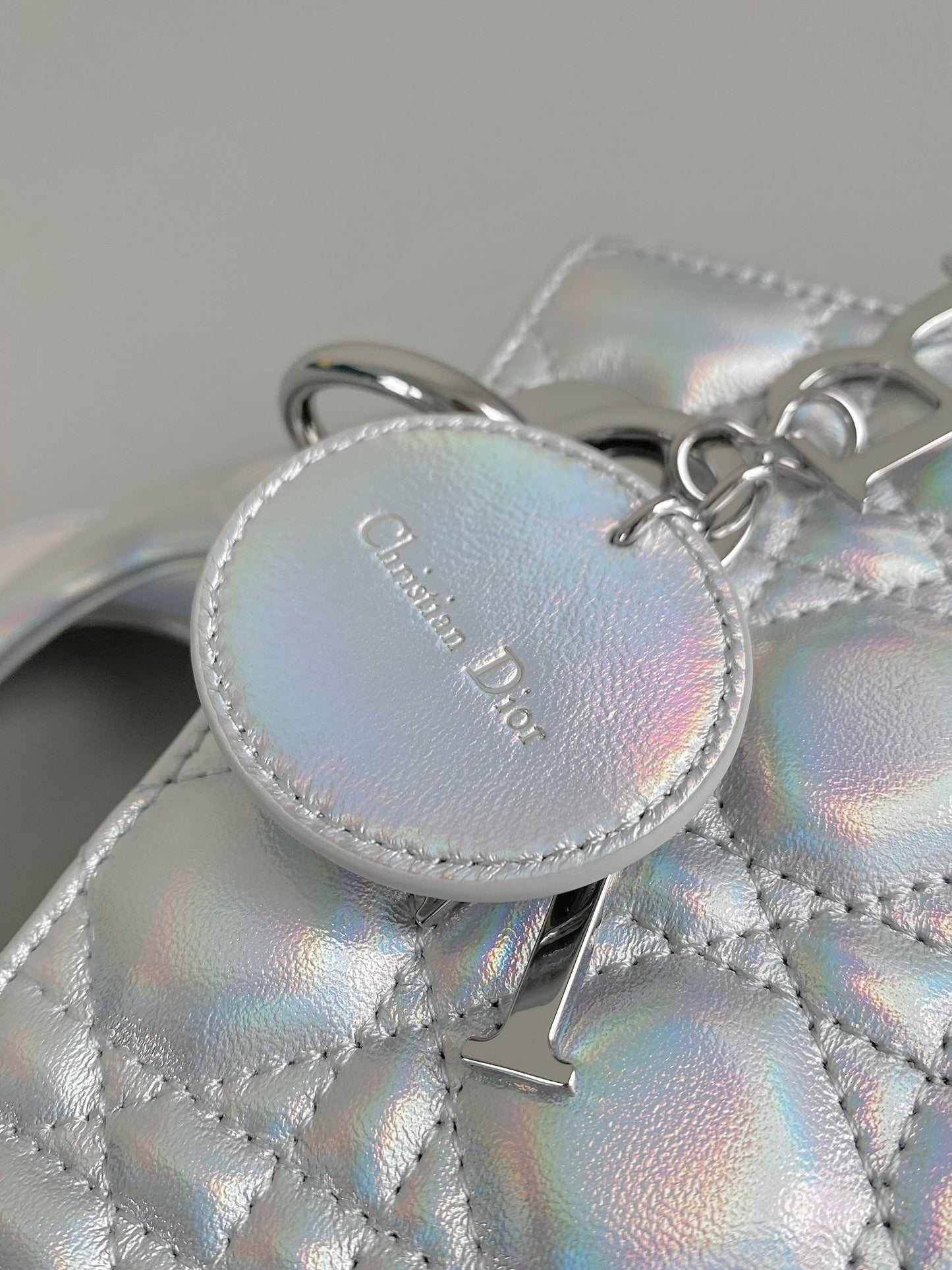 Luxury DiorSMALL LADY 20 SILVER METALIC LAMBSKIN