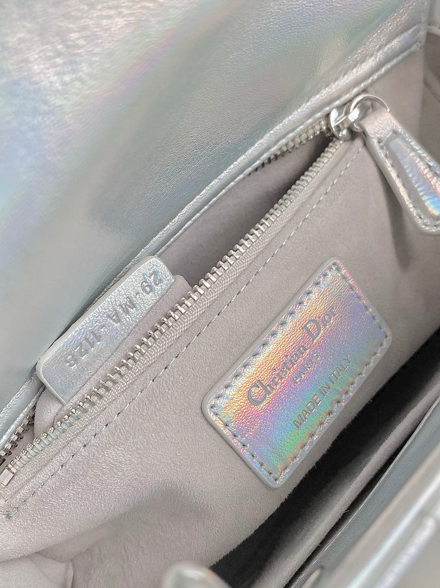 Luxury DiorSMALL LADY 20 SILVER METALIC LAMBSKIN