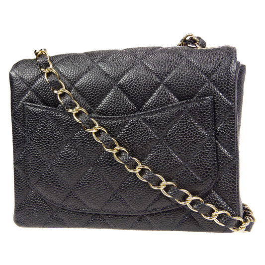 CHANEL Classic Flap Mini Square Chain Shoulder Bag Black Caviar 88000