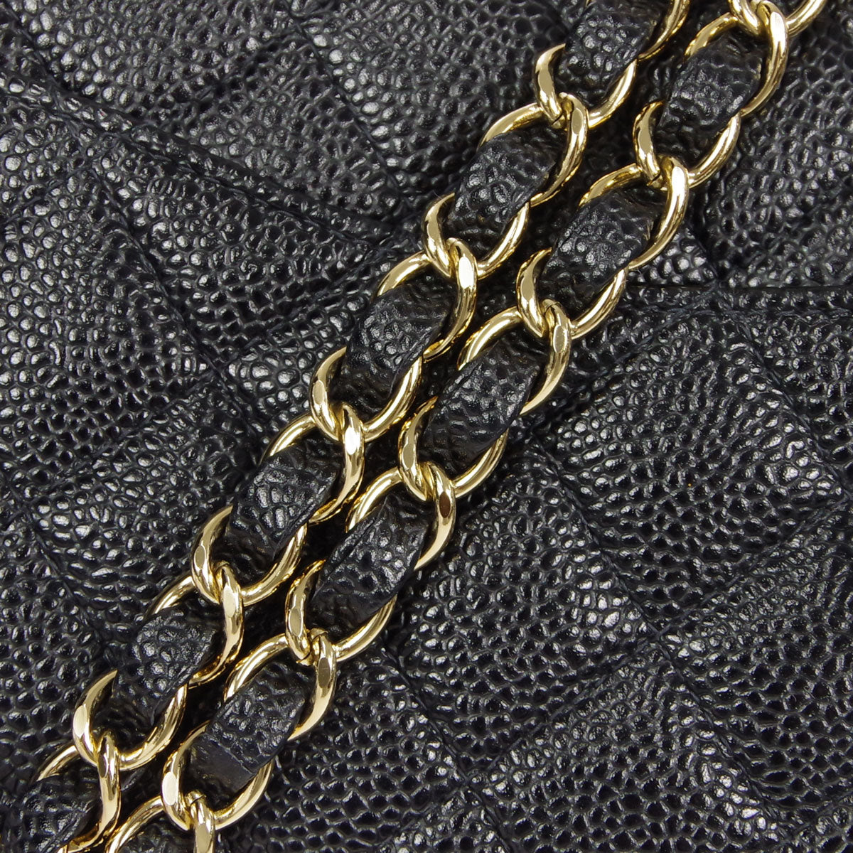 CHANEL Classic Flap Mini Square Chain Shoulder Bag Black Caviar 88000