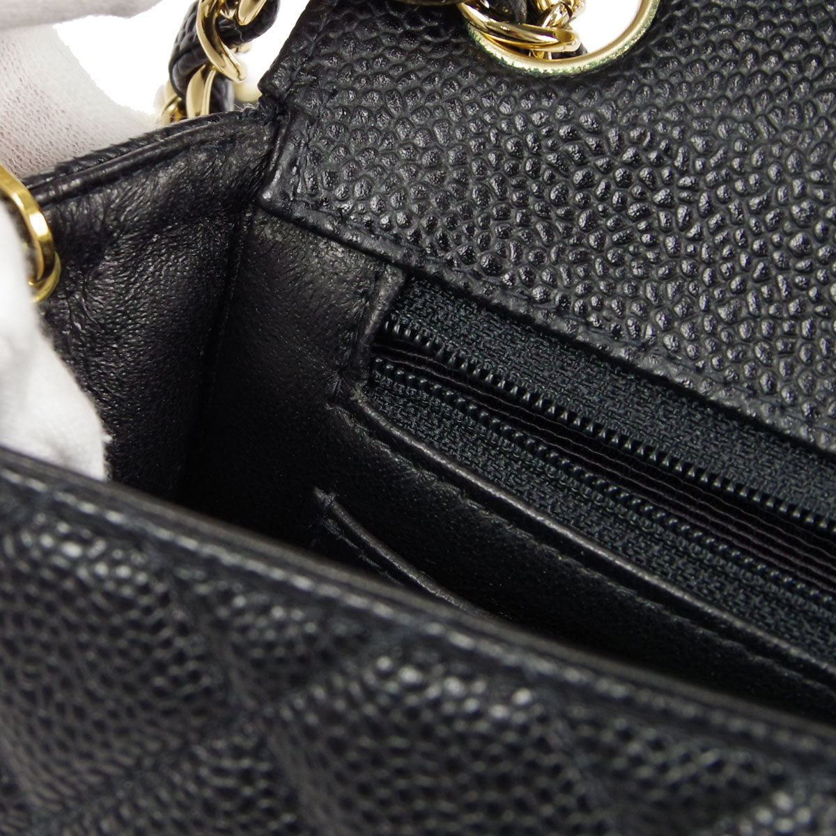 CHANEL Classic Flap Mini Square Chain Shoulder Bag Black Caviar 88000