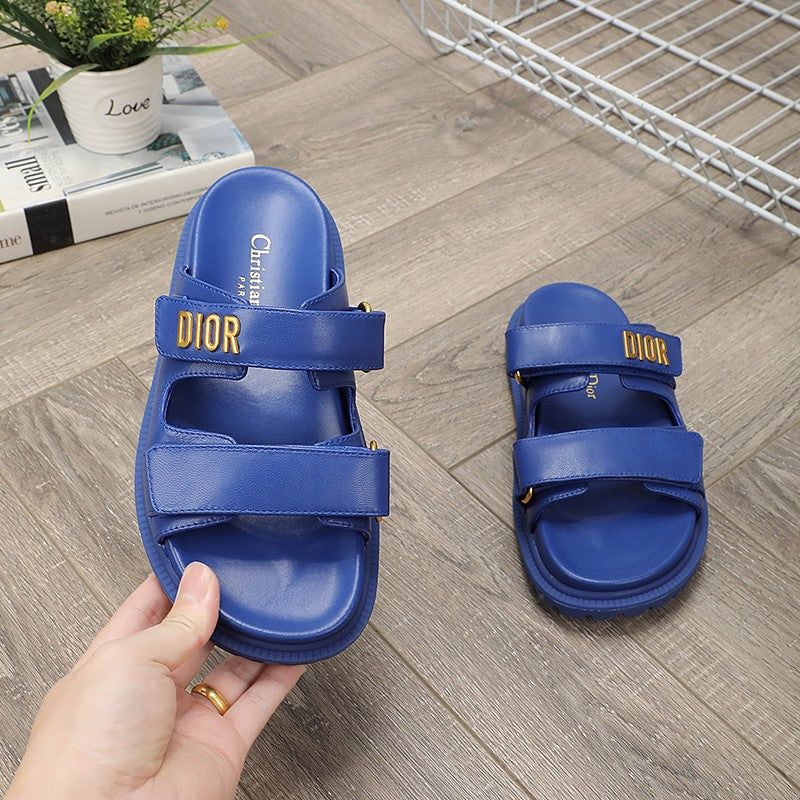 Luxury Dior DIORact dad sandal mule blue lambskin