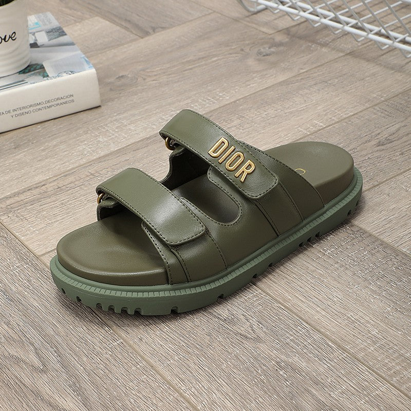 Luxury Dior DIORact dad sandal mule khaki lambskin