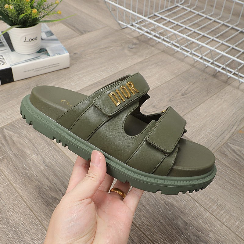 Luxury Dior DIORact dad sandal mule khaki lambskin