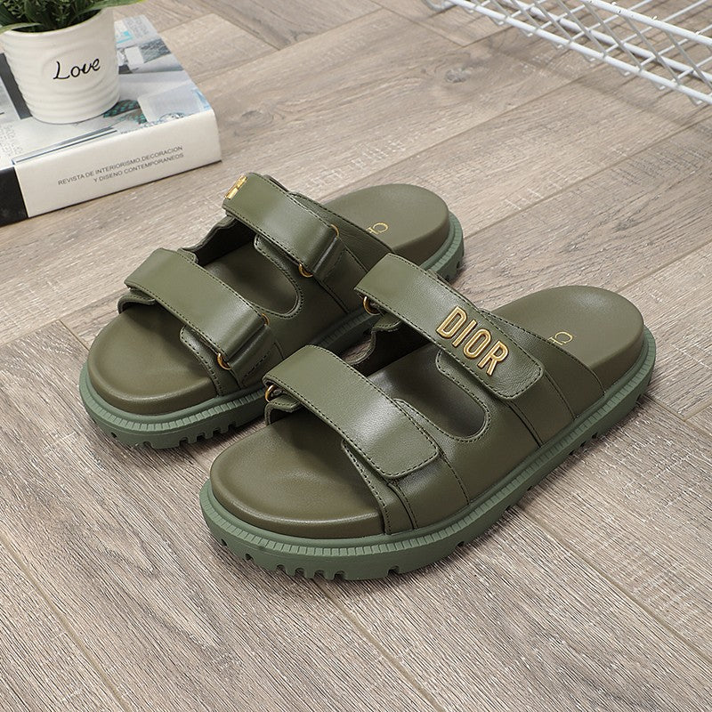 Luxury Dior DIORact dad sandal mule khaki lambskin