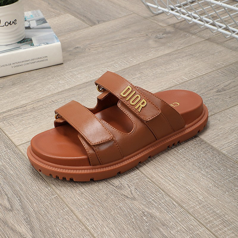 Luxury Dior DIORact dad sandal mule dark brown lambskin