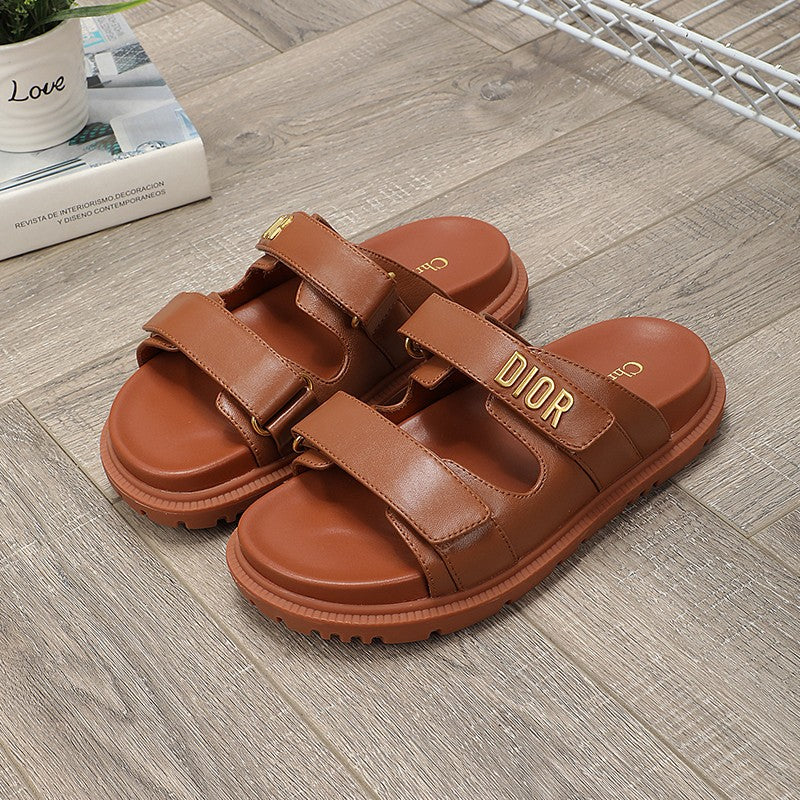 Luxury Dior DIORact dad sandal mule dark brown lambskin