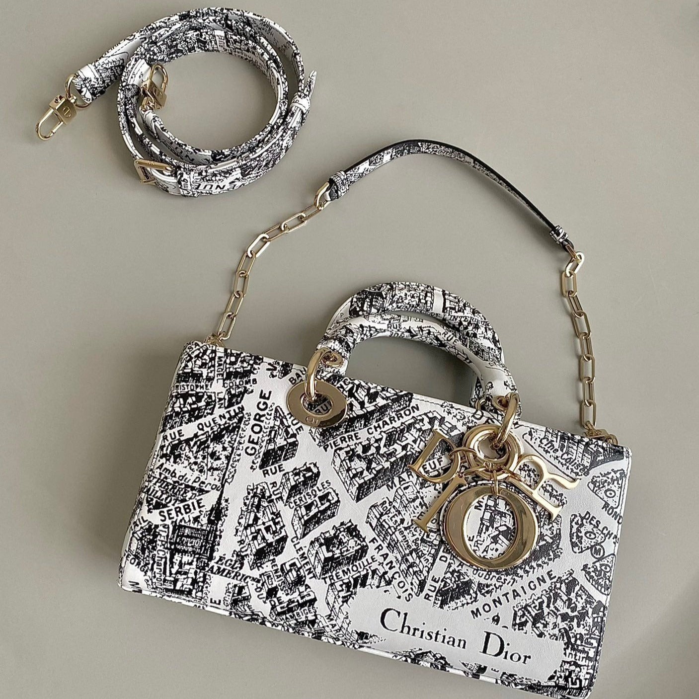 Luxury DiorMEDIUM D-JOY 26 BAG IN BLACK WHITE CALFSKIN