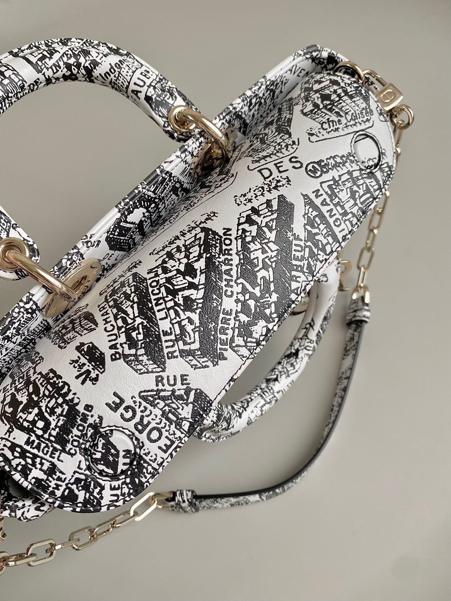 Luxury DiorMEDIUM D-JOY 26 BAG IN BLACK WHITE CALFSKIN