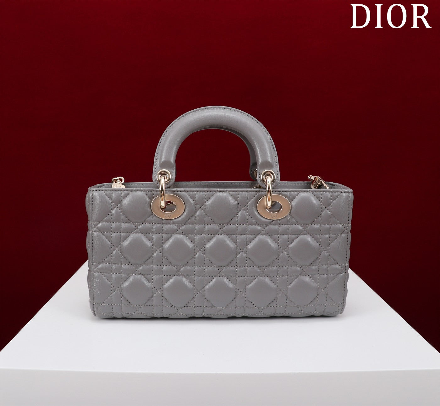 Luxury Diormedium lady d-joy 26 grey lambskin