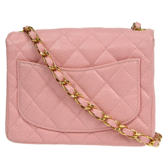 CHANEL★ 2004-2005 Classic Flap Mini Square 17 Pink Caviar 76897
