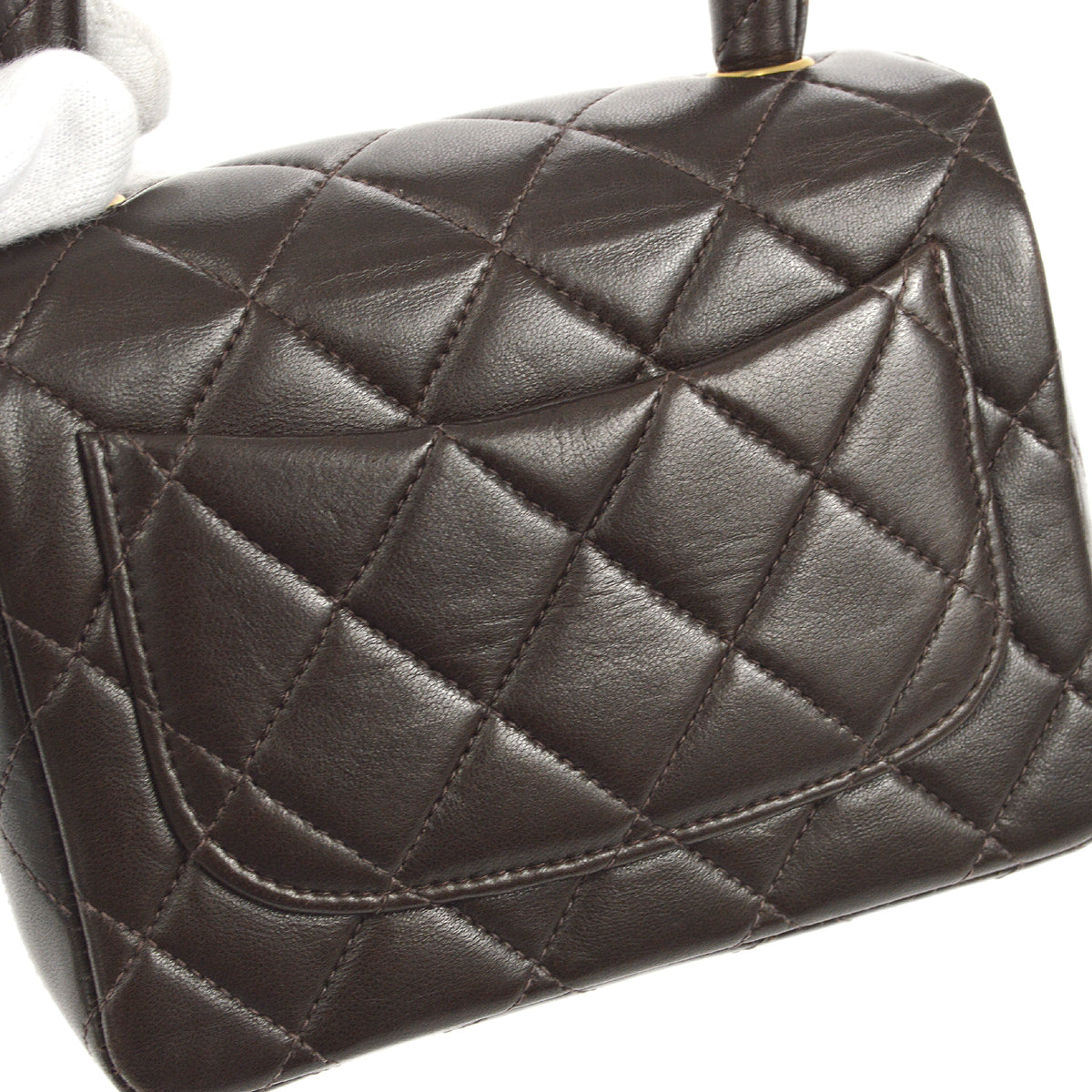 CHANEL Classic Flap Handbag Micro Brown Lambskin 96861