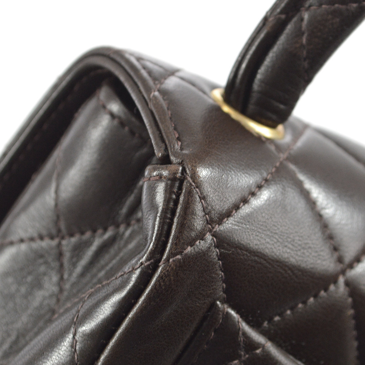 CHANEL Classic Flap Handbag Micro Brown Lambskin 96861