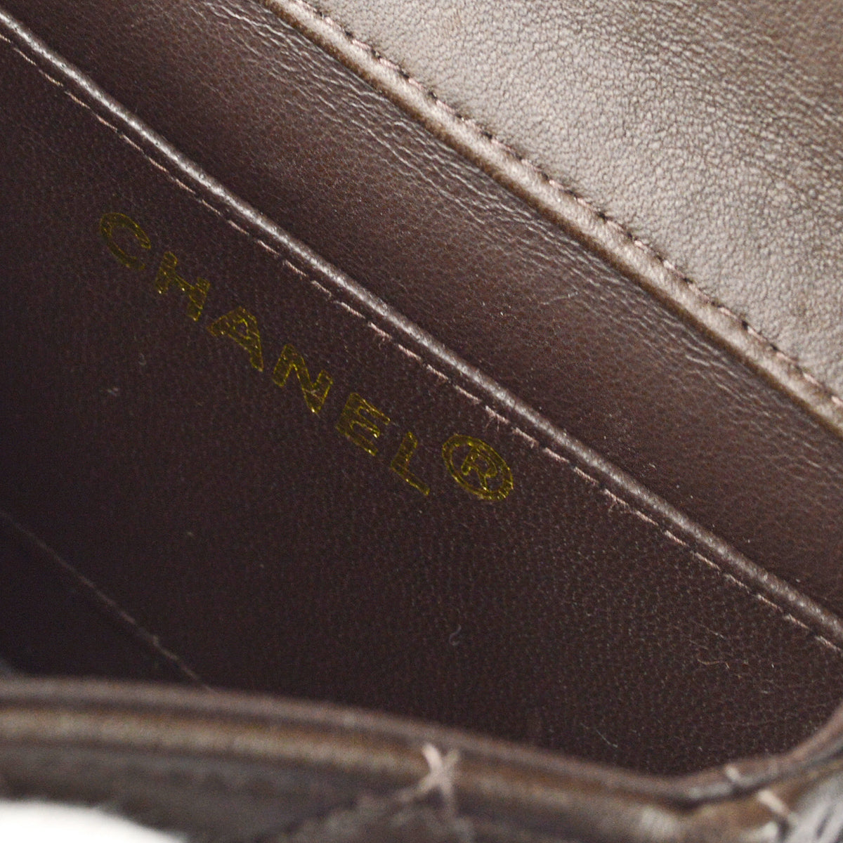 CHANEL Classic Flap Handbag Micro Brown Lambskin 96861