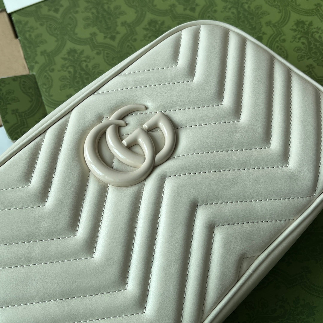 Luxury Gucci MARMONT SHOULDER BAG 24 IN WHITE CALFSKIN