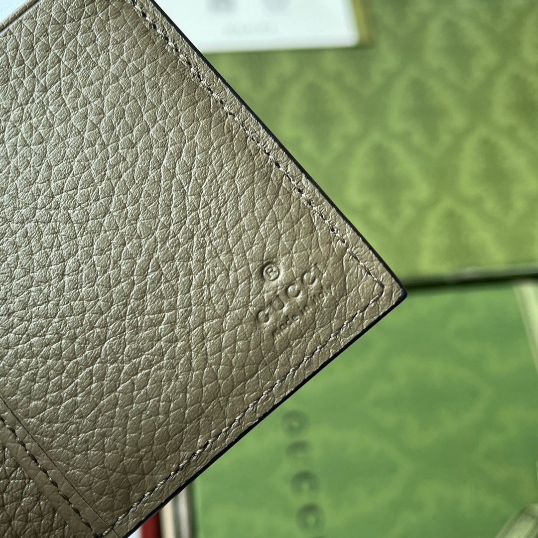 Luxury Gucci CARD HOLDER 12 IN MOSS GREEN EMBOSSED CALFSKIN