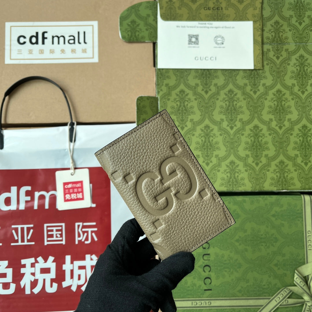 Luxury Gucci CARD HOLDER 12 IN MOSS GREEN EMBOSSED CALFSKIN