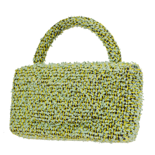 CHANEL 1991-1994 Classic Flap Handbag Medium Tweed Green 77029