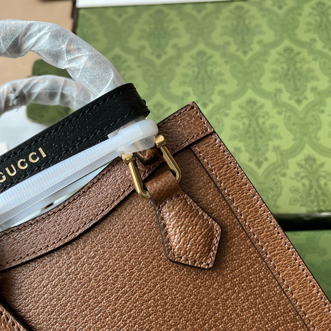 Luxury Gucci DIANA TOTE BAG 19 IN BROWN LAMBSKIN WITH BAMBOO HANDLE