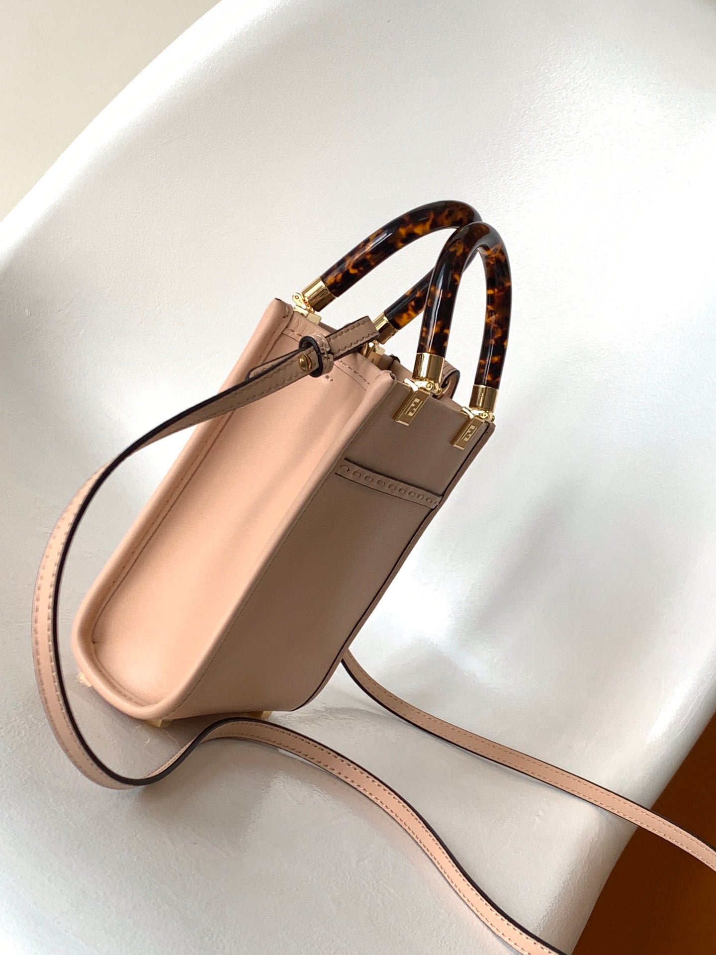 Luxury FendiFend Mini Sunshine Shopper Bag 18 Peach Leather