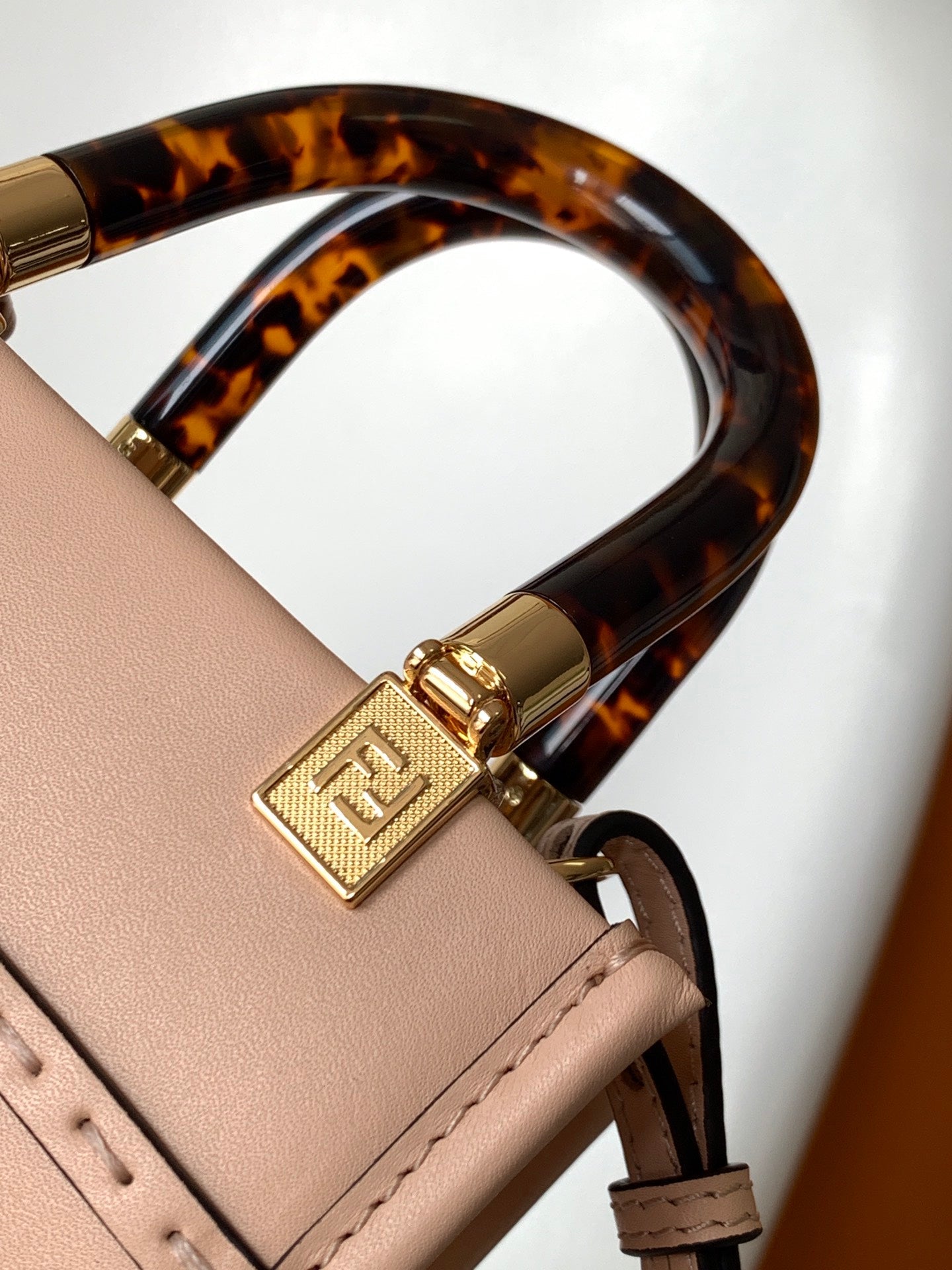 Luxury FendiFend Mini Sunshine Shopper Bag 18 Peach Leather