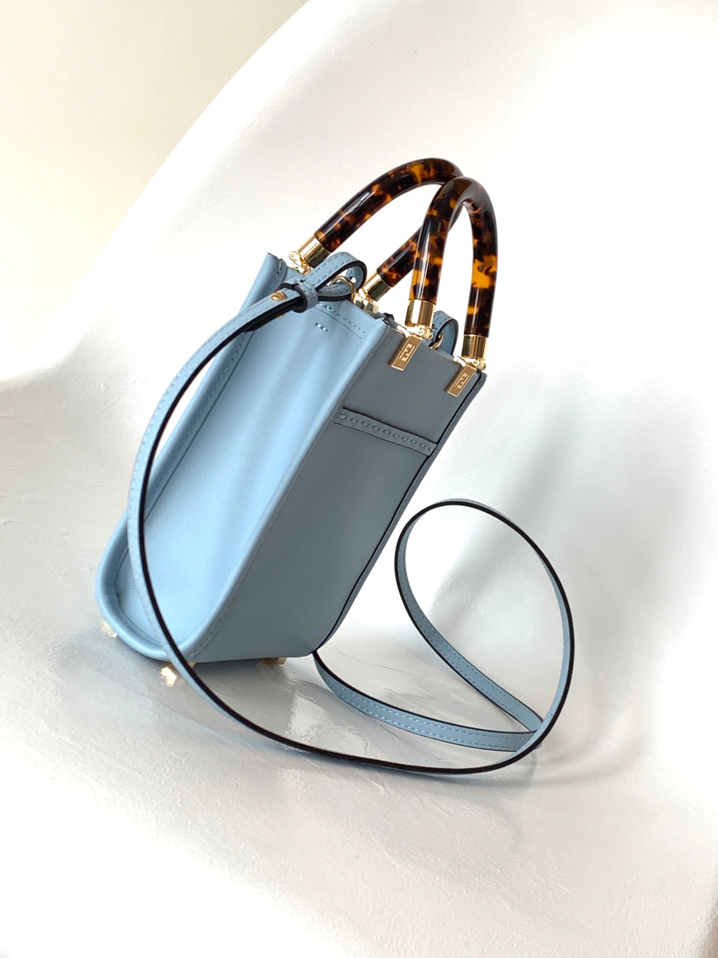 Luxury FendiFend Mini Sunshine Shopper Bag 18 Blue Leather