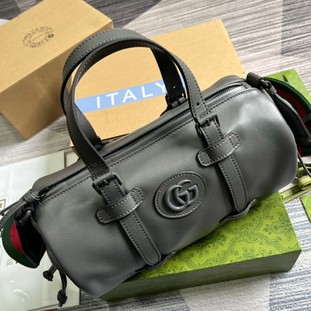 Luxury Gucci GG SMALL 28 DUFFLE BAG IN BLACK SOLF CALFSKIN