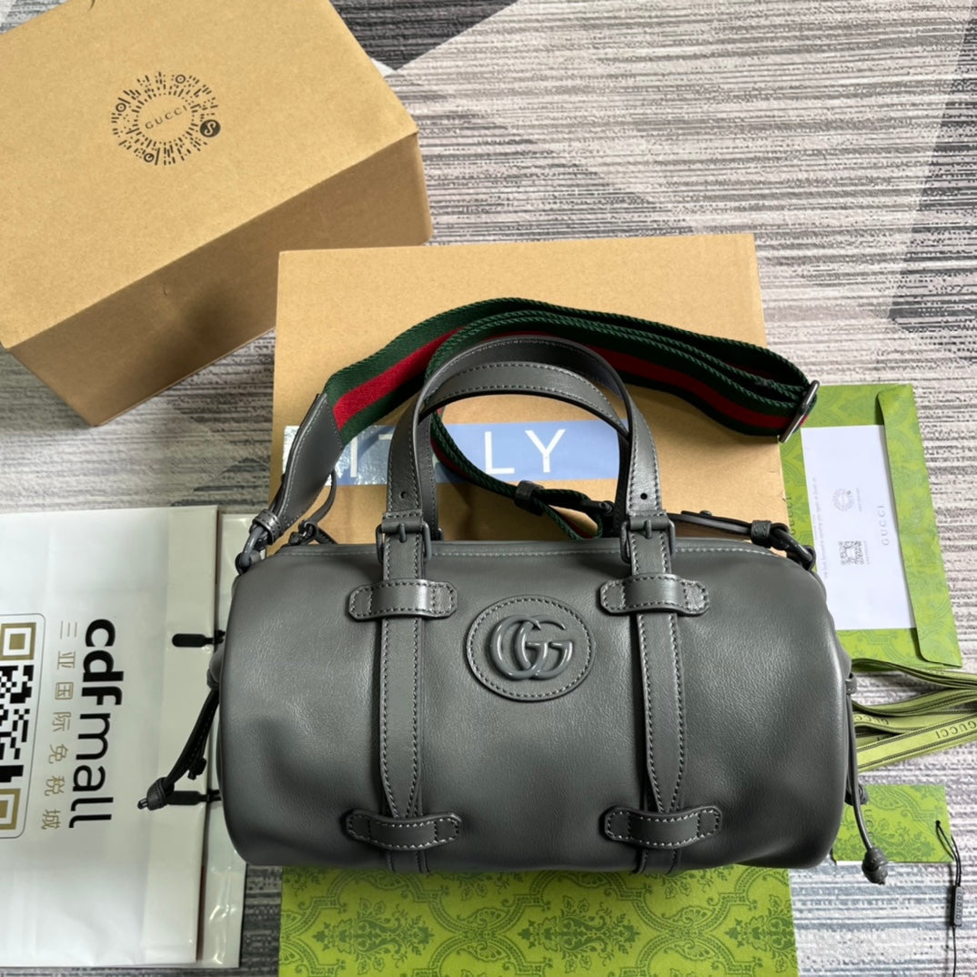 Luxury Gucci GG SMALL 28 DUFFLE BAG IN BLACK SOLF CALFSKIN