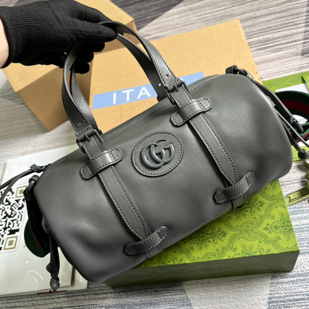Luxury Gucci GG SMALL 28 DUFFLE BAG IN BLACK SOLF CALFSKIN
