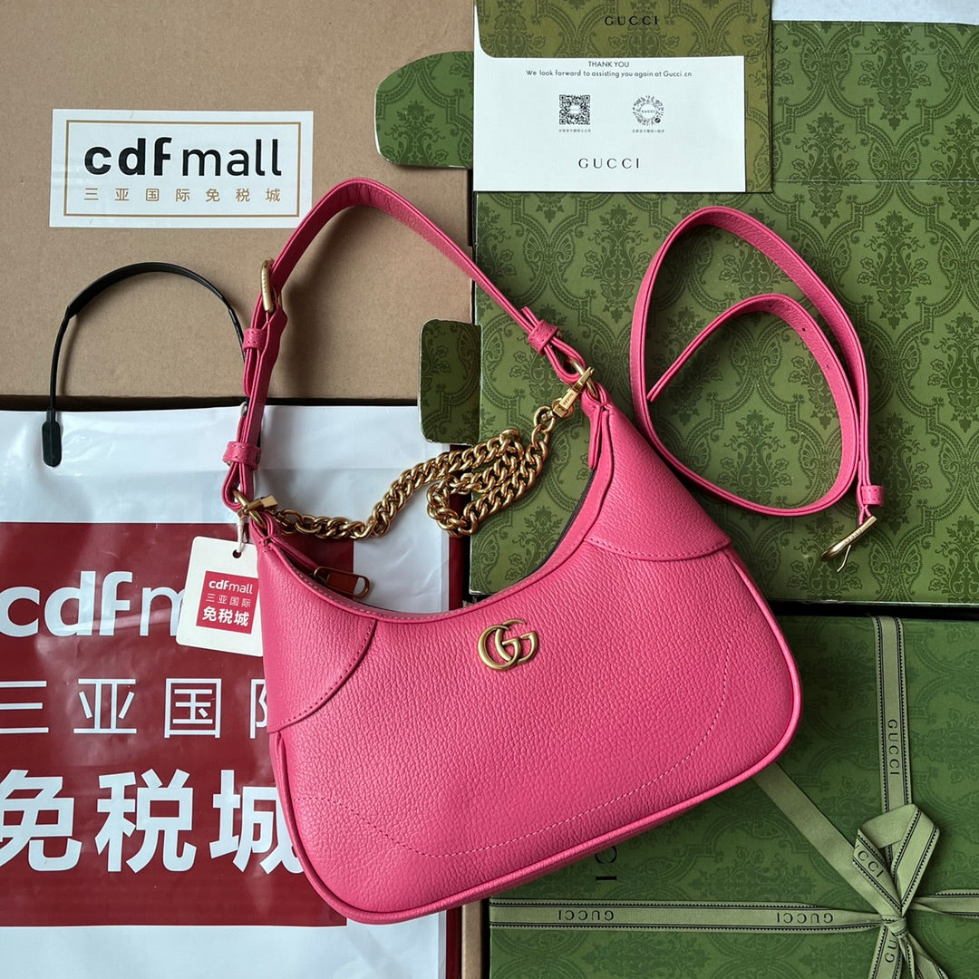 Luxury Gucci SHOULDER BAG 25 IN BRIGHT PINK CALFSKIN GOLD HARDWARE