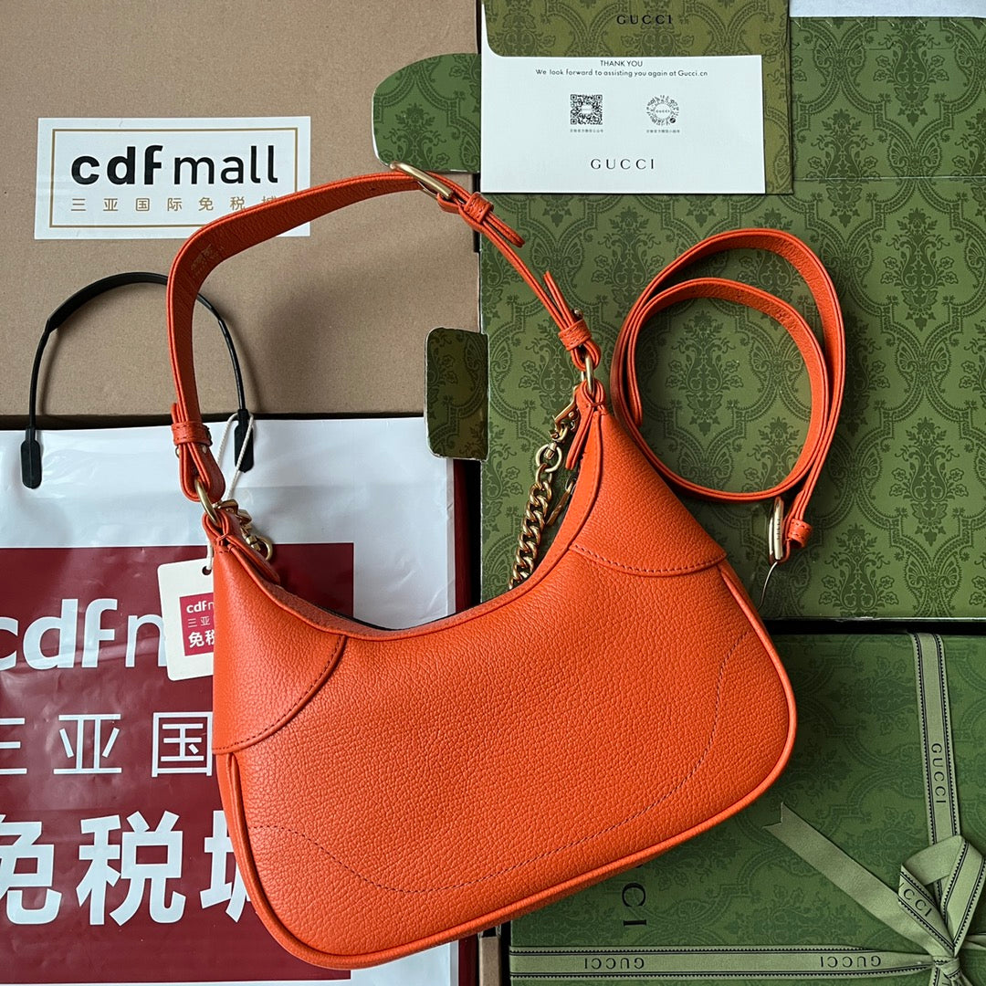 Luxury Gucci SHOULDER BAG 25 IN ORANGE CALFSKIN GOLD HARDWARE
