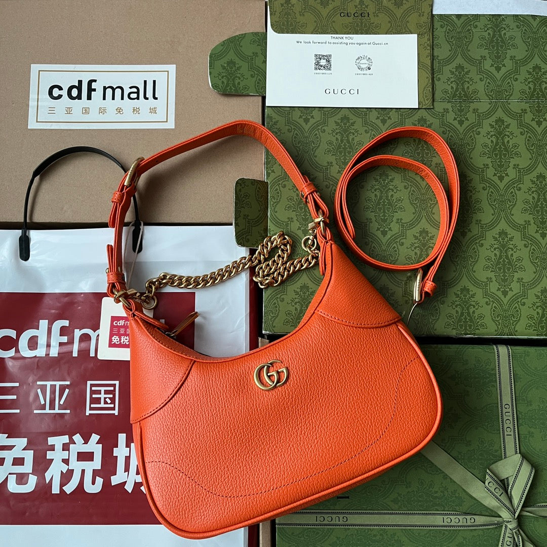 Luxury Gucci SHOULDER BAG 25 IN ORANGE CALFSKIN GOLD HARDWARE