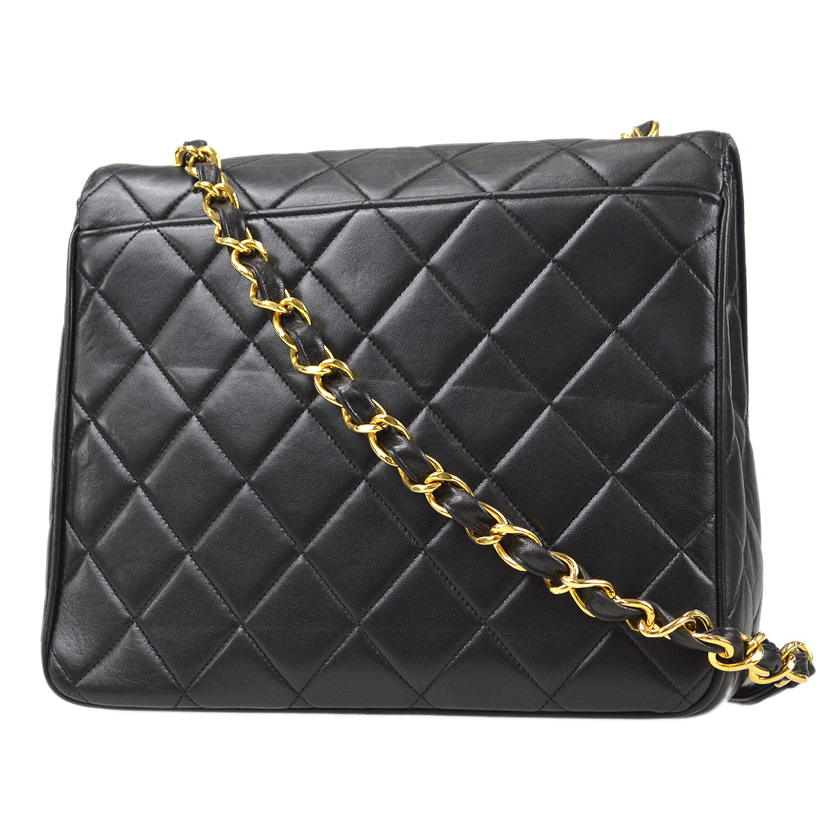 CHANEL 1994-1996 Big CC Straight Flap Medium Black Lambskin 56976