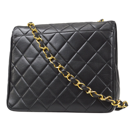 CHANEL 1994-1996 Big CC Straight Flap Medium Black Lambskin 56976