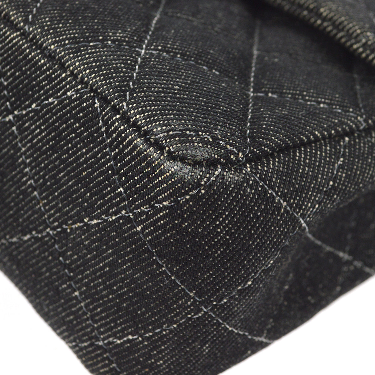 CHANEL 2001-2003 Classic Flap Mini Square 17 Black Denim 88001