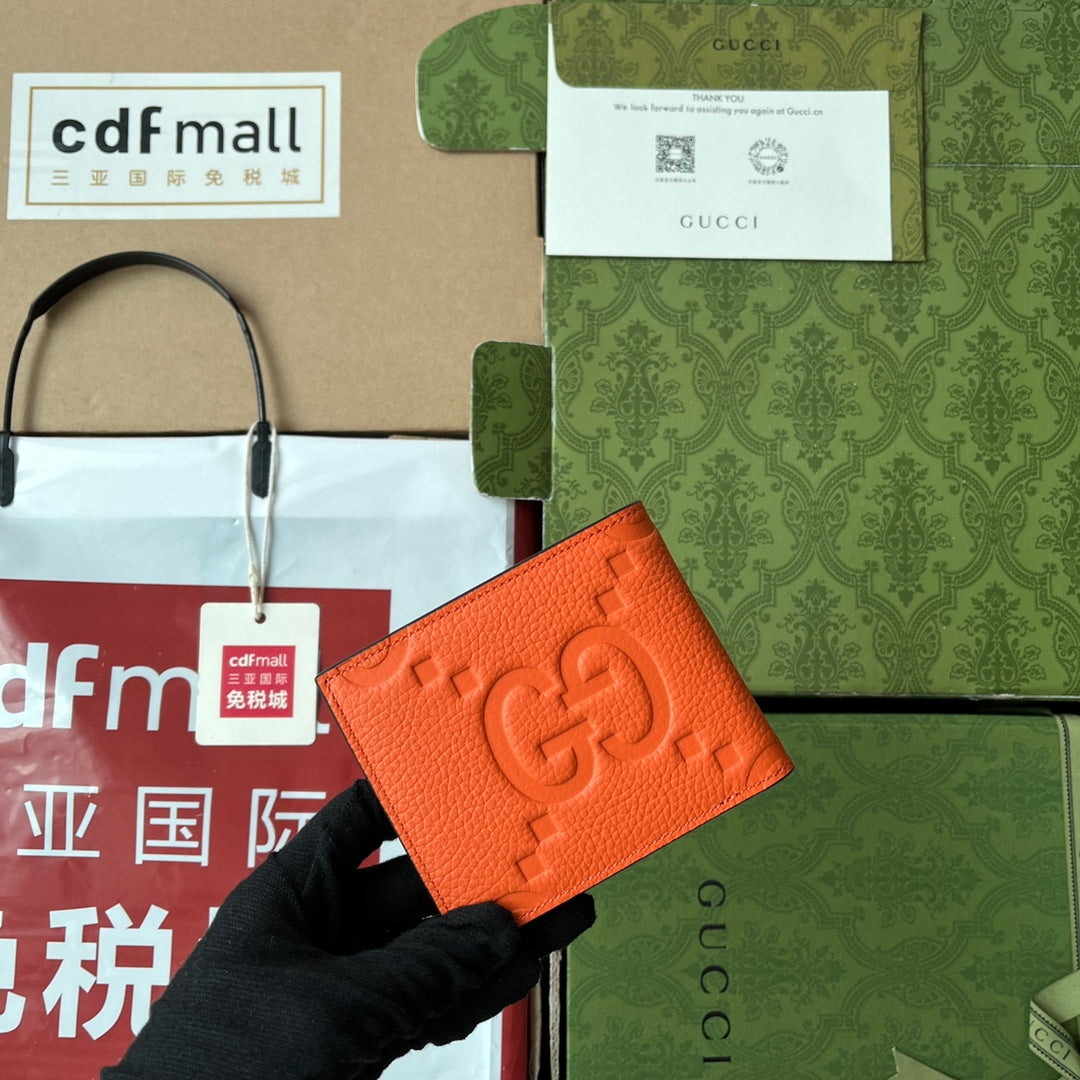 Luxury Gucci WALLET 11 IN ORANGE EMBOSSED CALFSKIN