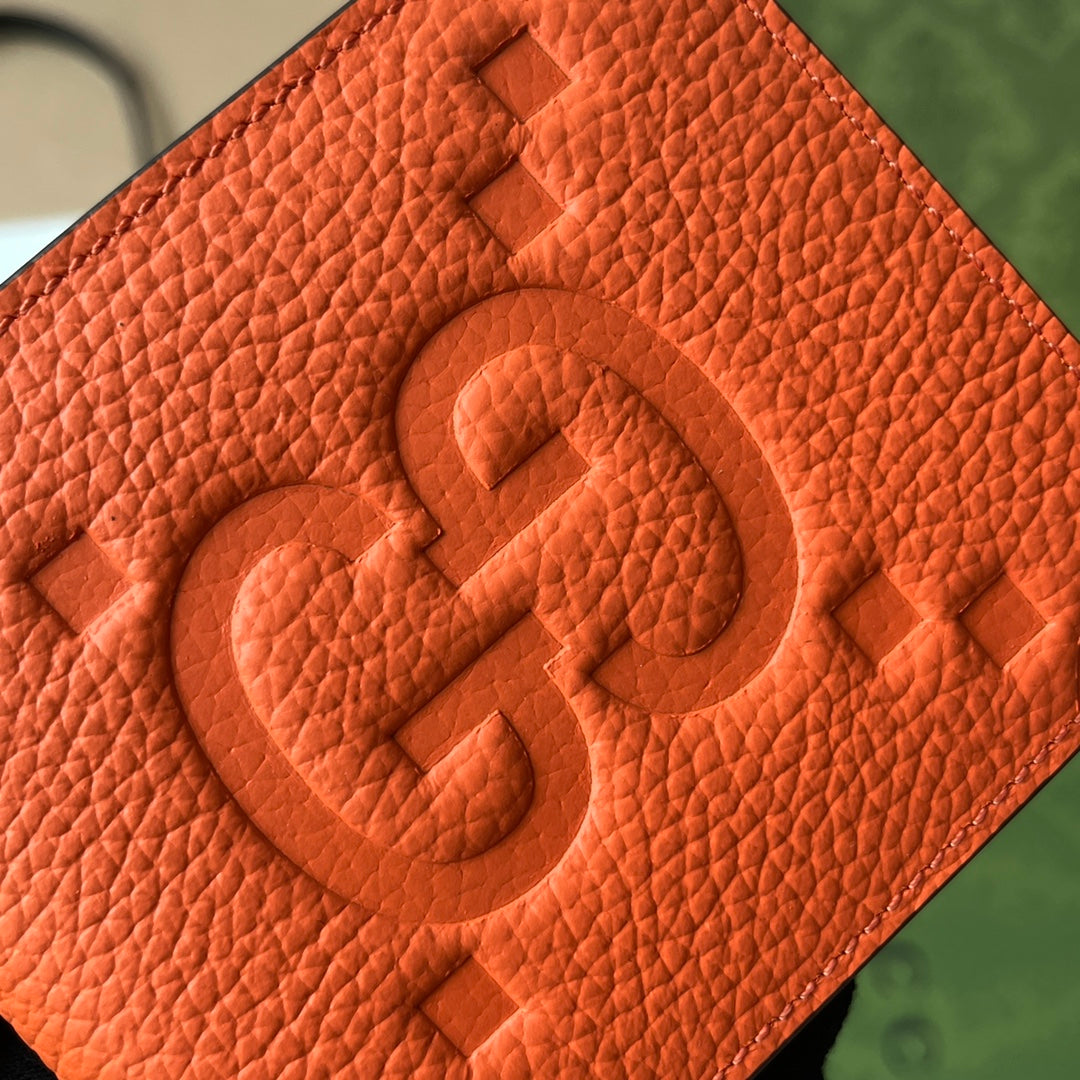 Luxury Gucci WALLET 11 IN ORANGE EMBOSSED CALFSKIN