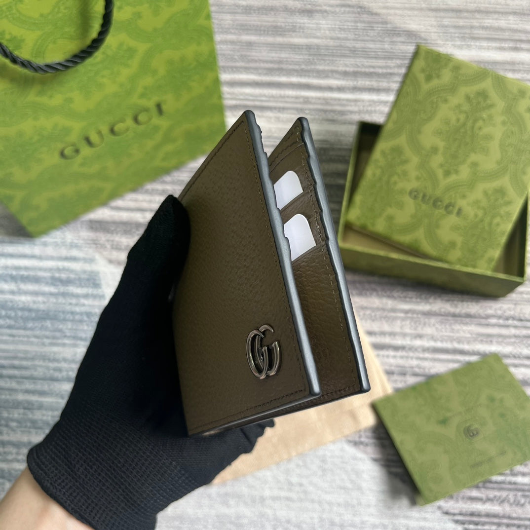 Luxury Gucci GG MARMONT 11 BIFOLD WALLET IN MOCHA BROWN CALFSKIN